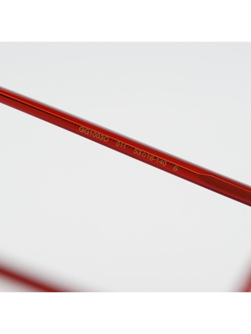 Gucci GG1003O 011 Eyeglasses Shiny Transparent Red 53mm Square Frame - Picture 6 of 10
